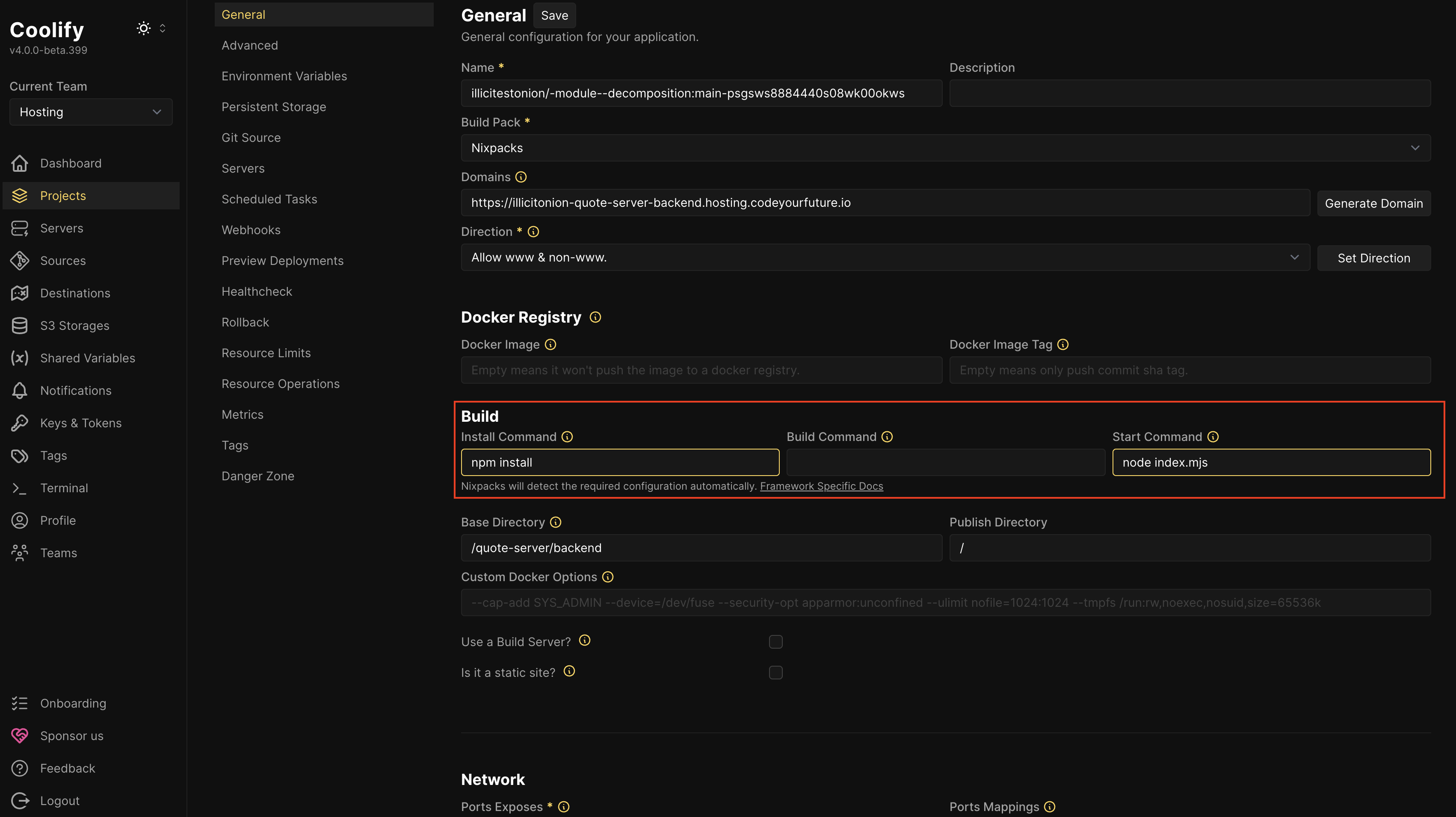 Enter build commands